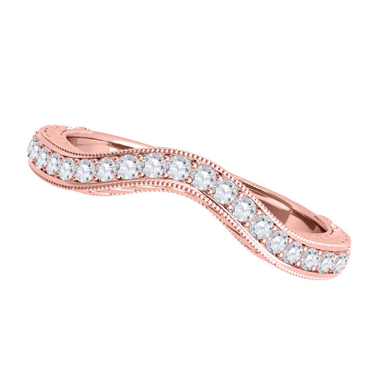 MauliJewels 0.15 Carat Lab Grown Diamond Wedding Band, 10K Rose White or Yellow Gold, 20 Stone Round Cut 4-Prong Stackable Ring