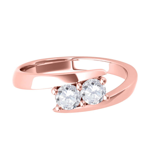 MauliJewels 1/4 Carat Lab Grown Diamond Two Stone Ring for Women, Brilliant Cut Prong Setting, 10K Rose White or Yellow Gold, E-F Color VS1 Clarity, Engagement Wedding Ring