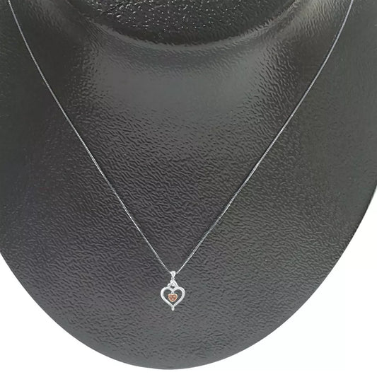 925 Sterling Silver 0.02 ct Diamond Three Stone Heart with Mom & Baby Pendant