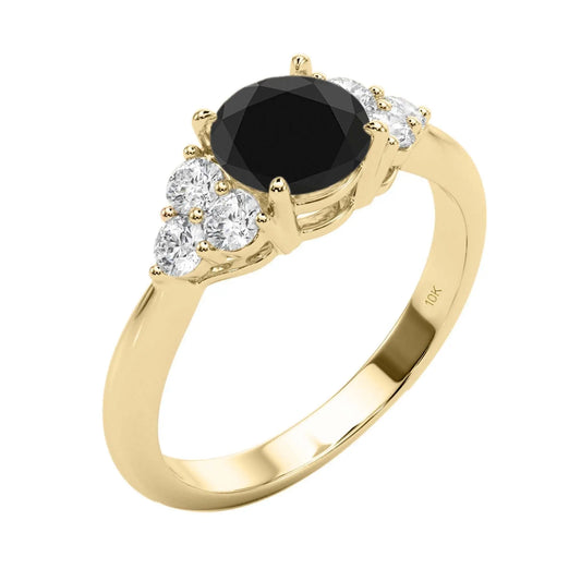1.35 Carat Black And White Diamond Engagement Rings For Women In 10K Mauli Jewels