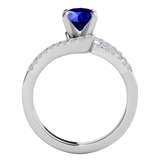 MauliJewels 1.15 Carat Created Tanzanite Lab Grown Diamond Engagement Ring, 10K White Gold or Yellow Gold, Twin Shank Halo Prong Set Bridal Ring (Copy) (Copy) (Copy)