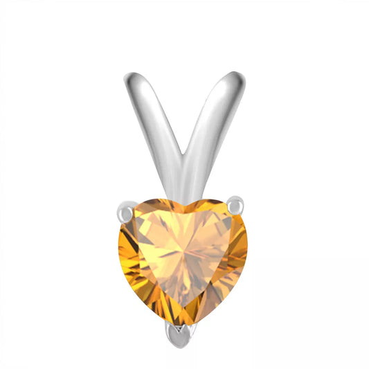 925 Sterling Silver 7mm Heart Shape Solitaire Gemstone Pendant For Women's