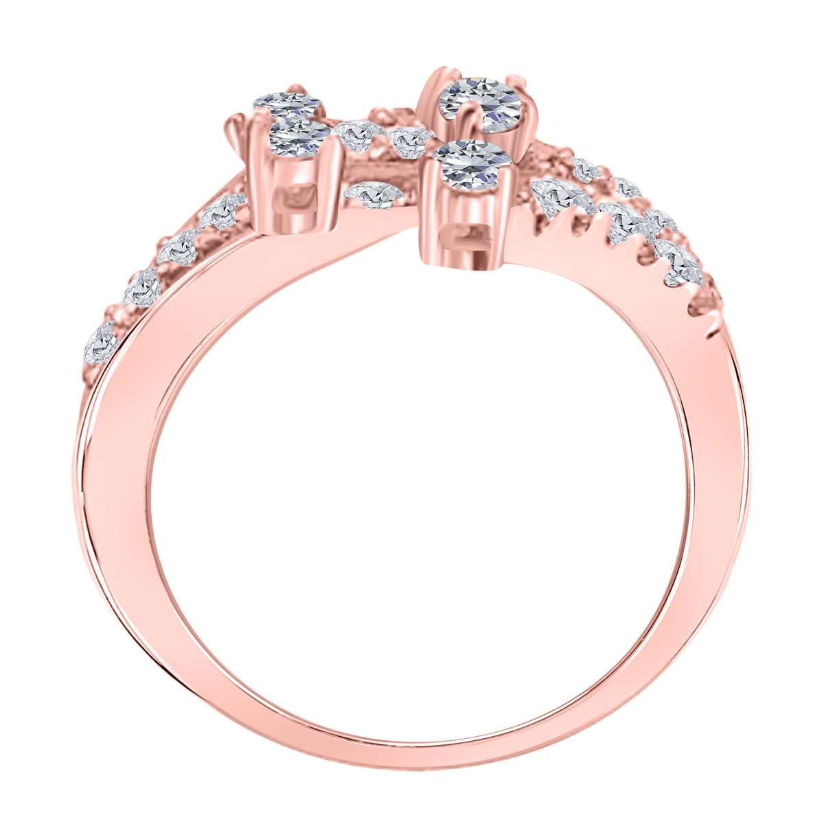 0.55 Carat Natural White Diamond Engagement Wedding Band In 14K Rose White & Yellow Gold Mauli Jewels