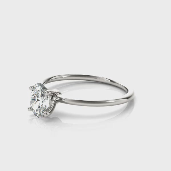 1/2 Ct Oval Lab-Grown Brilliant cut {GH VS1}Diamond Ring in 10K White, Rose, and Yellow Gold for Women