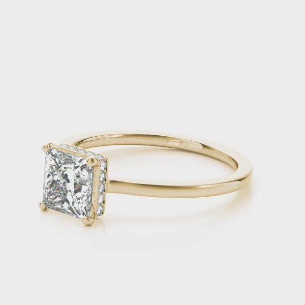 Mauli Jewels 1.35 Carat Princess-Cut Moissanite & Lab-Grown Diamond Solitaire Ring for Women in 14K Gold