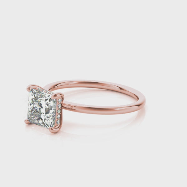 1.30 Carat Princess-Cut Moissanite & Lab-Grown Diamond solitairet Ring in 14K Gold