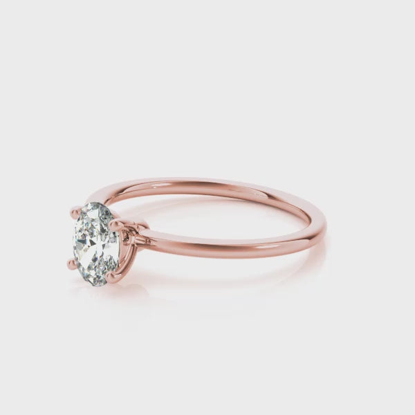 1/2 Ct Oval Lab-Grown Brilliant cut {GH VS1}Diamond Ring in 10K White, Rose, and Yellow Gold for Women