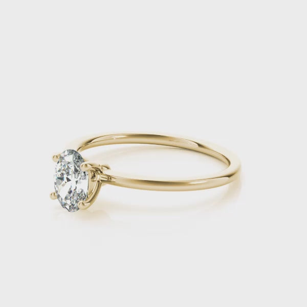 1/2 Ct Oval Lab-Grown Brilliant cut {GH VS1}Diamond Ring in 10K White, Rose, and Yellow Gold for Women
