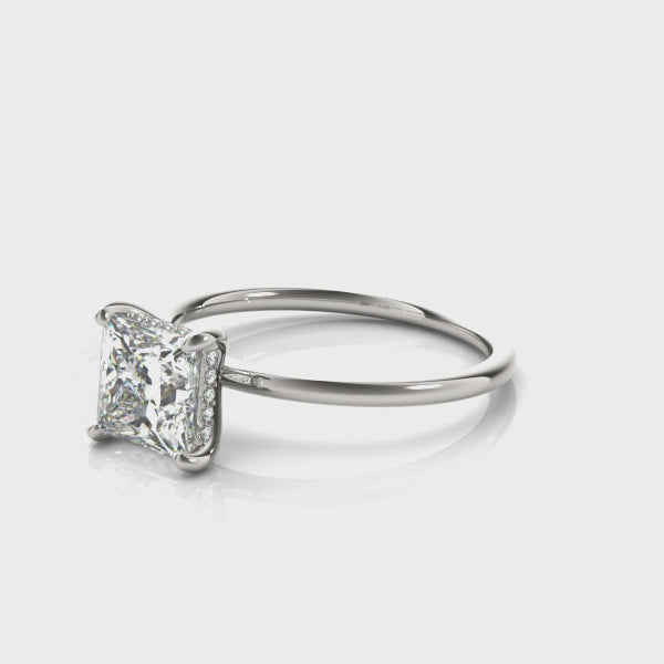1.30 Carat Princess-Cut Moissanite & Lab-Grown Diamond solitairet Ring in 14K Gold