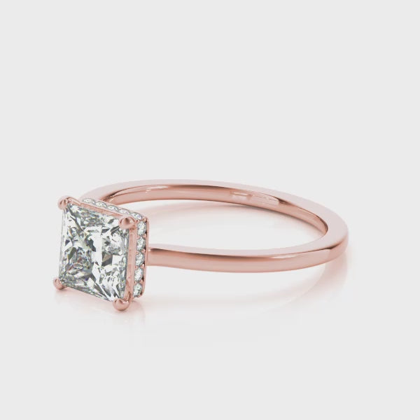 Mauli Jewels 1.35 Carat Princess-Cut Moissanite & Lab-Grown Diamond Solitaire Ring for Women in 14K Gold