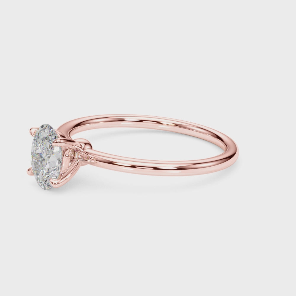 1/2 Ct Oval Lab-Grown Brilliant cut {GH VS1}Diamond Ring in 10K White, Rose, and Yellow Gold for Women