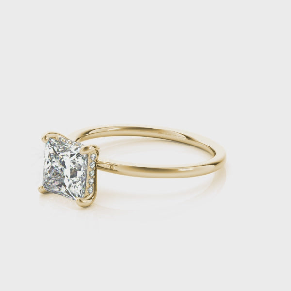 1.30 Carat Princess-Cut Moissanite & Lab-Grown Diamond solitairet Ring in 14K Gold