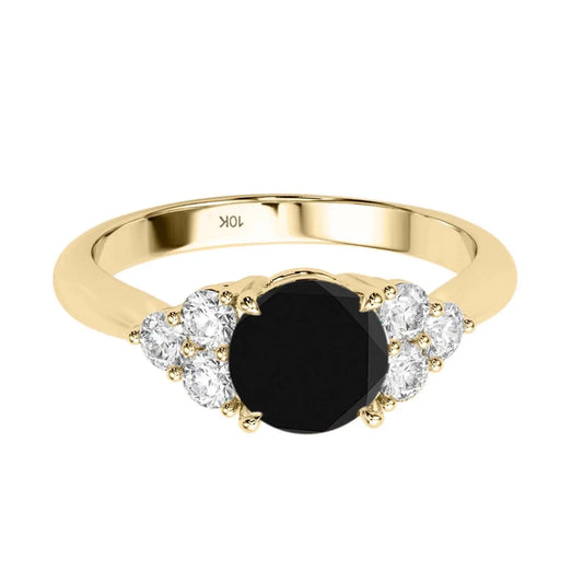 1.35 Carat Black And White Diamond Engagement Rings For Women In 10K Mauli Jewels