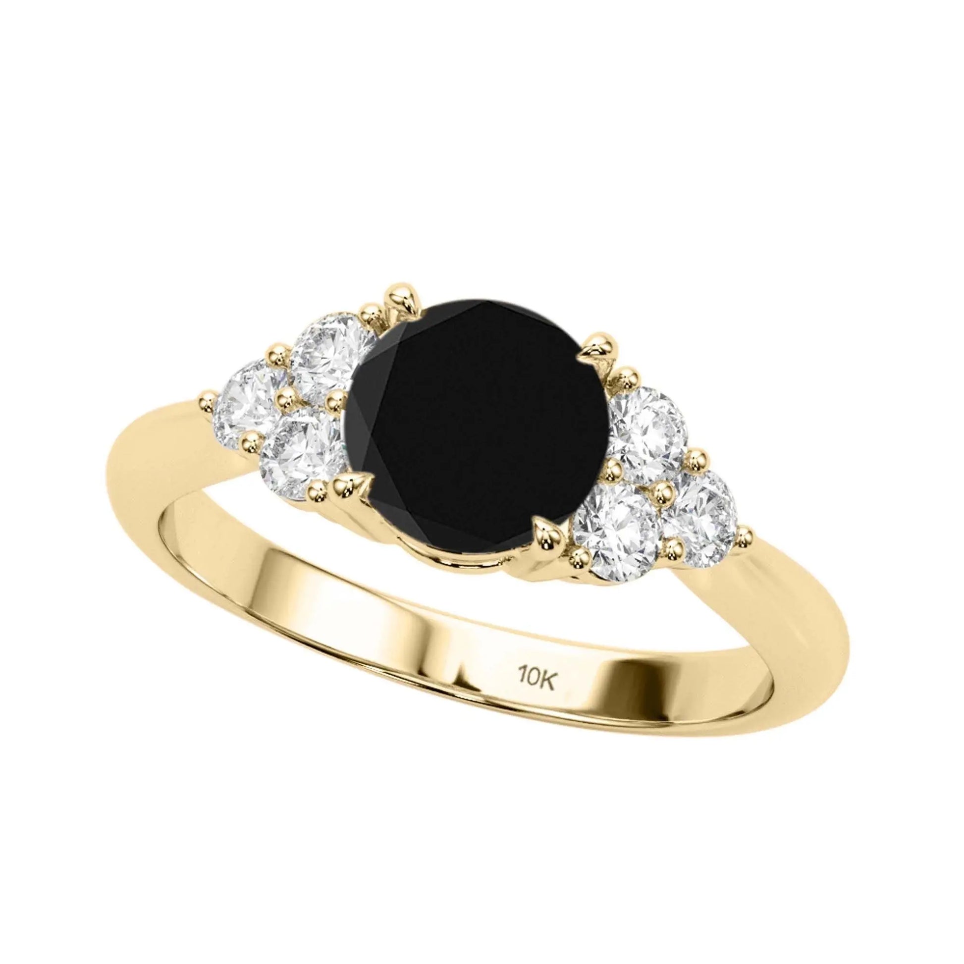 1.35 Carat Black And White Diamond Engagement Rings For Women In 10K Mauli Jewels
