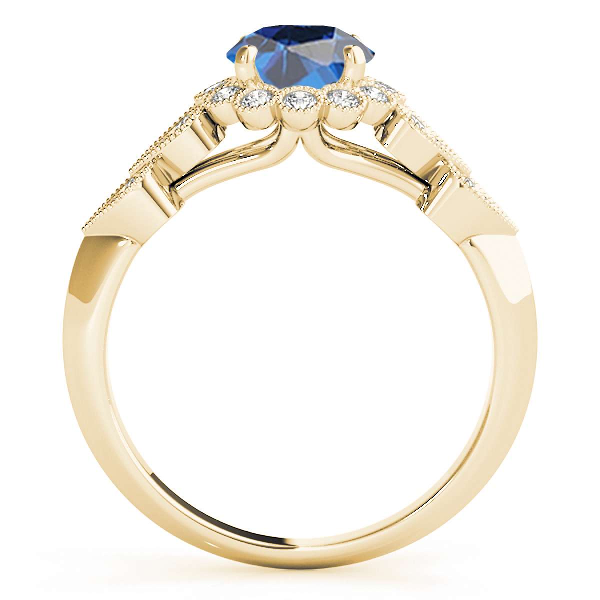 1.15 Carat Halo Blue Diamond Engagement Rings For Women In 14K Rose White & Yellow Gold