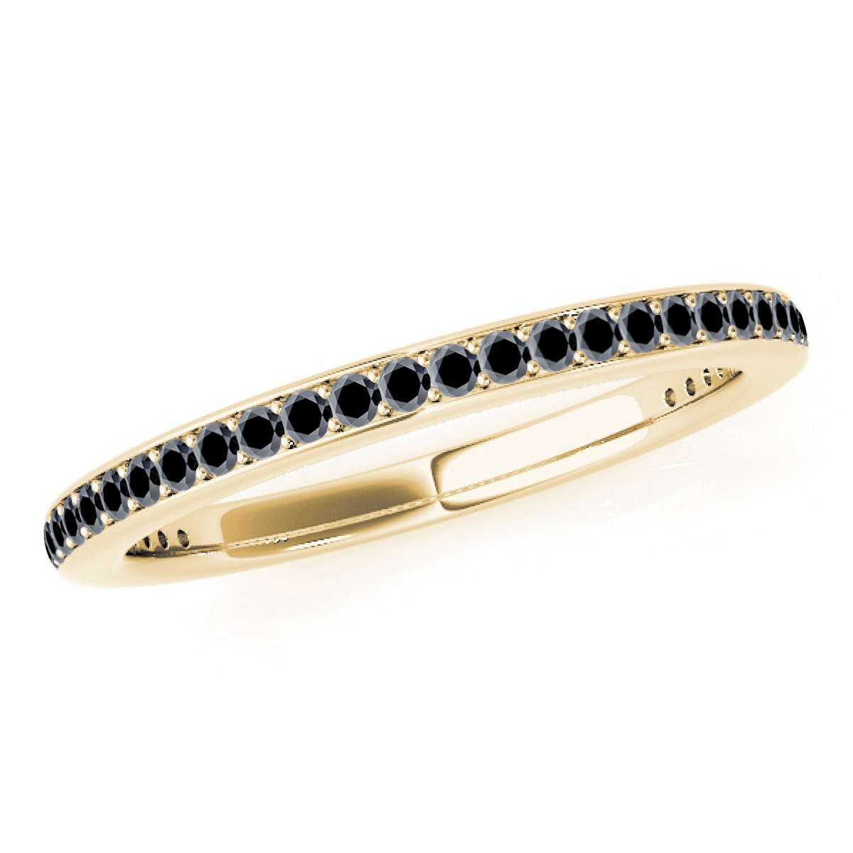 0.25 Carat Black Diamond Wedding Band For Women In 10K White Rose & Yellow Gold