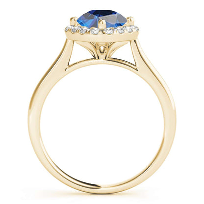 0.75 Carat Halo Blue Diamond Wedding Engagement Rings For Women In 14K Rose White & Yellow Gold