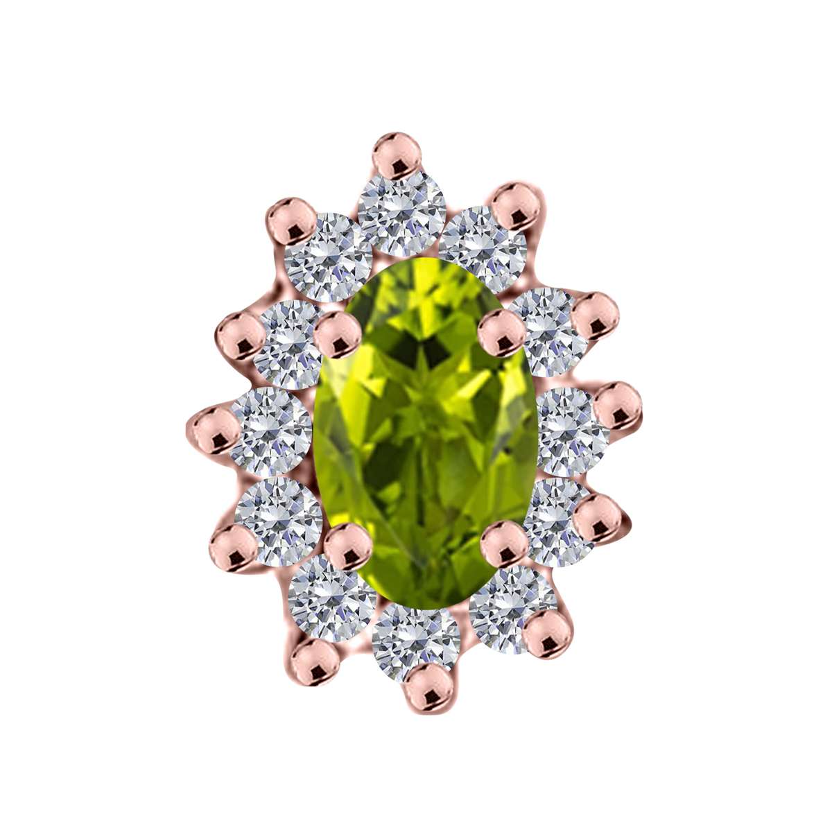 1.25 Carat Oval Shape Peridot and Diamond Gemstone Halo Stud Earrings In 10K White & Yellow Gold With Backs