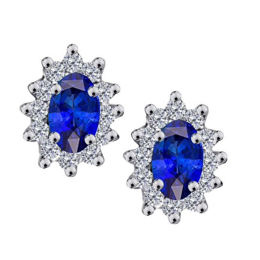 1.25 Carat Oval Shape Tanzanite and Diamond Gemstone Halo Stud Earrings In 10K Rose, White & Yellow Gold With Backs