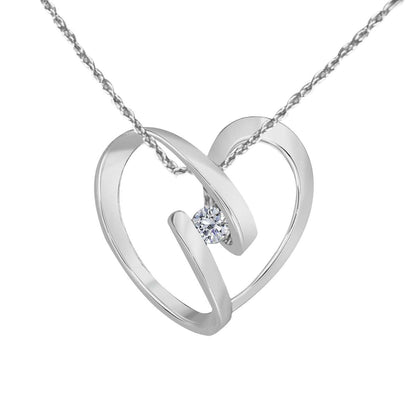 MAULIJEWELS 10K Rose White & Yellow Gold 0.25 Carat Natural Diamond Heart Shape Pendant Necklace With 18" Box Chain