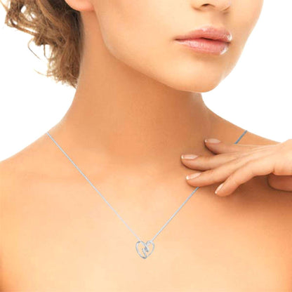 MAULIJEWELS 10K Rose White & Yellow Gold 0.25 Carat Natural Diamond Heart Shape Pendant Necklace With 18" Box Chain