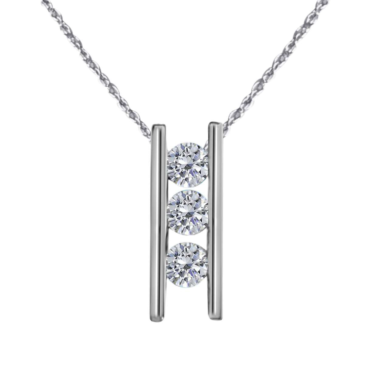 0.25 Carat White Diamond Channel Set Pendant Necklace for Women In 10K Rose White & Yellow Gold