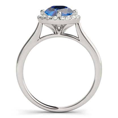 0.75 Carat Halo Blue Diamond Wedding Engagement Rings For Women In 14K Rose White & Yellow Gold