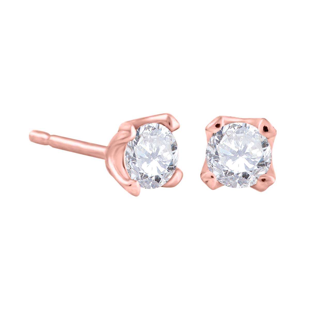 14K Rose White & Yellow Gold 0.75 Carat Natural Diamond Prong Set Stud Earrings For Women With Secure Backs