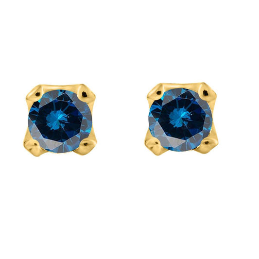 0.75 Carat Natural Blue Diamond Prong Set Stud Earrings For Women's In 14K Rose White & Yellow Gold