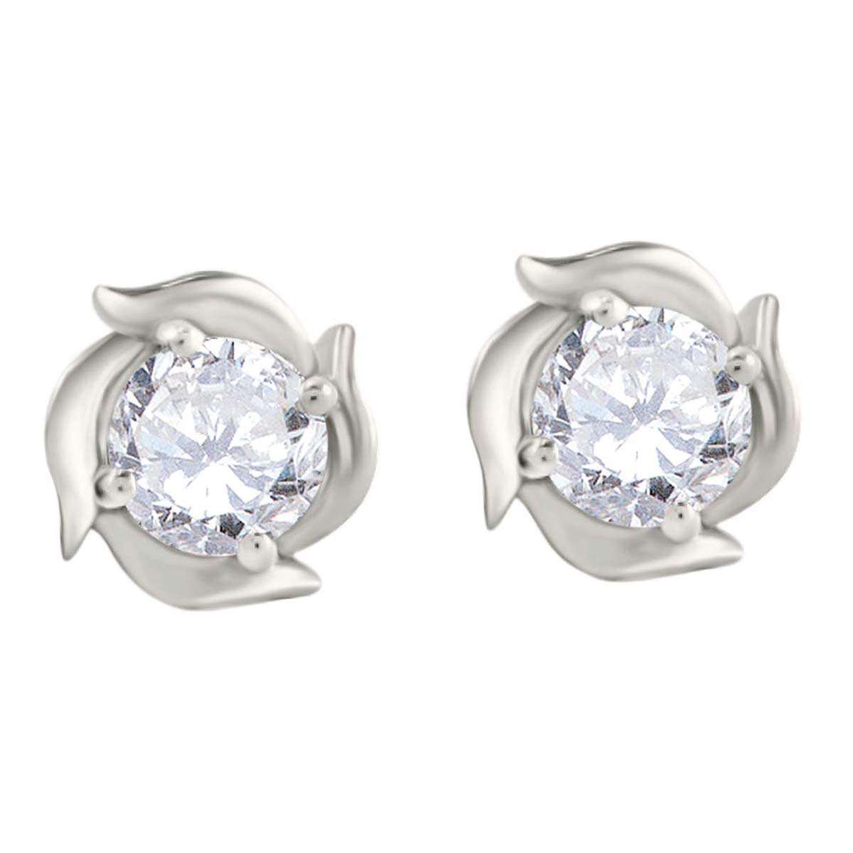 1.00 Carat Natural Round White Diamond ( H-I/ I1-I2 ) Stud Earrings For Women In 14K Solid Rose White & Yellow Gold