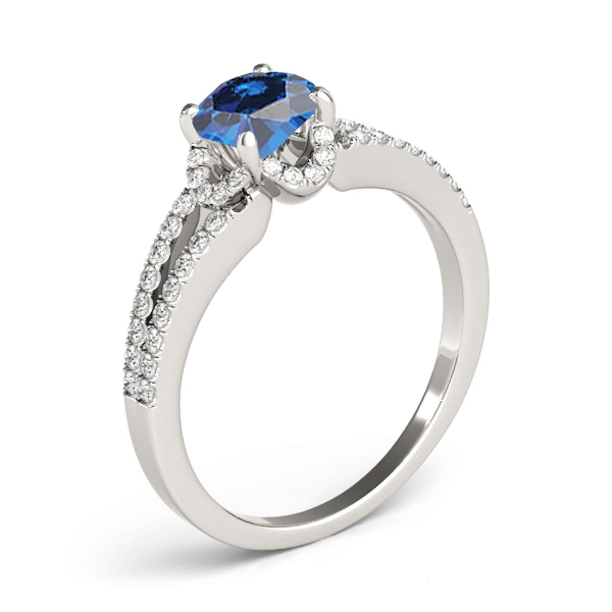 0.75 Carat Glitzy Halo Blue Diamond Engagement Wedding Ring In 14K Rose White & Yellow Gold