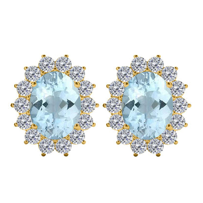 3.45 Carat Oval Gemstone/Natural/Round/White Diamond Stud Earring Carat 10K Solid White/Yellow Gold