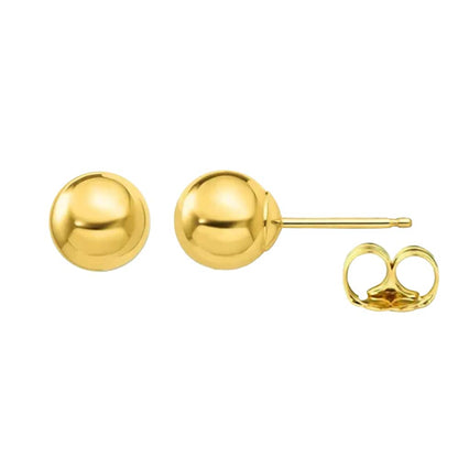 14K Gold Yellow Ball Push-Back Earrings for Women Mauli Jewels