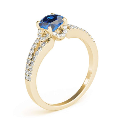 0.75 Carat Glitzy Halo Blue Diamond Engagement Wedding Ring in 14K Rose, White & Yellow Gold Mauli Jewels