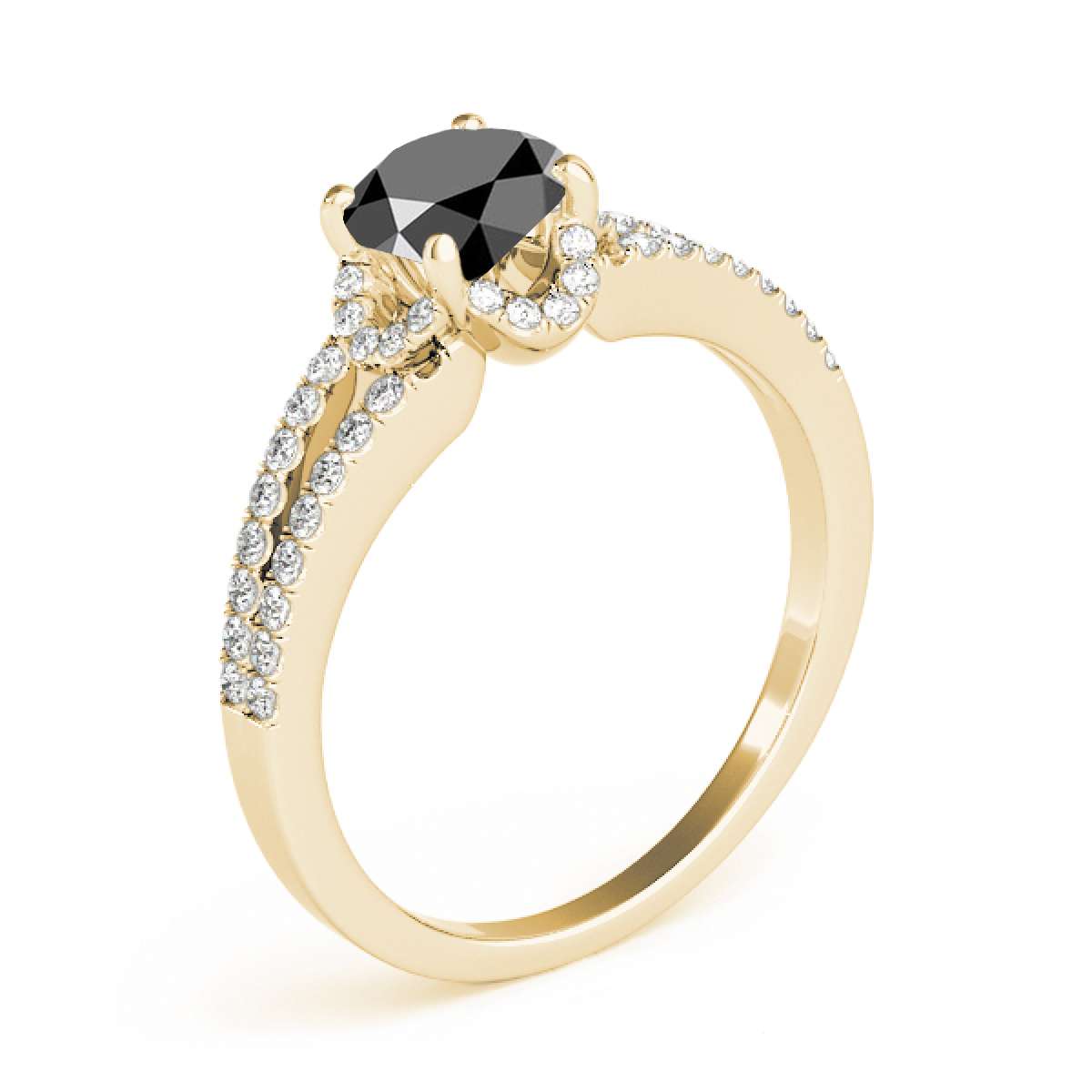 0.75 Carat Halo Black Diamond Engagement Wedding Ring in 14K Rose, White & Yellow Gold Mauli Jewels