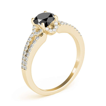 0.75 Carat Halo Black Diamond Engagement Wedding Rings In 14K Rose White & Yellow Gold