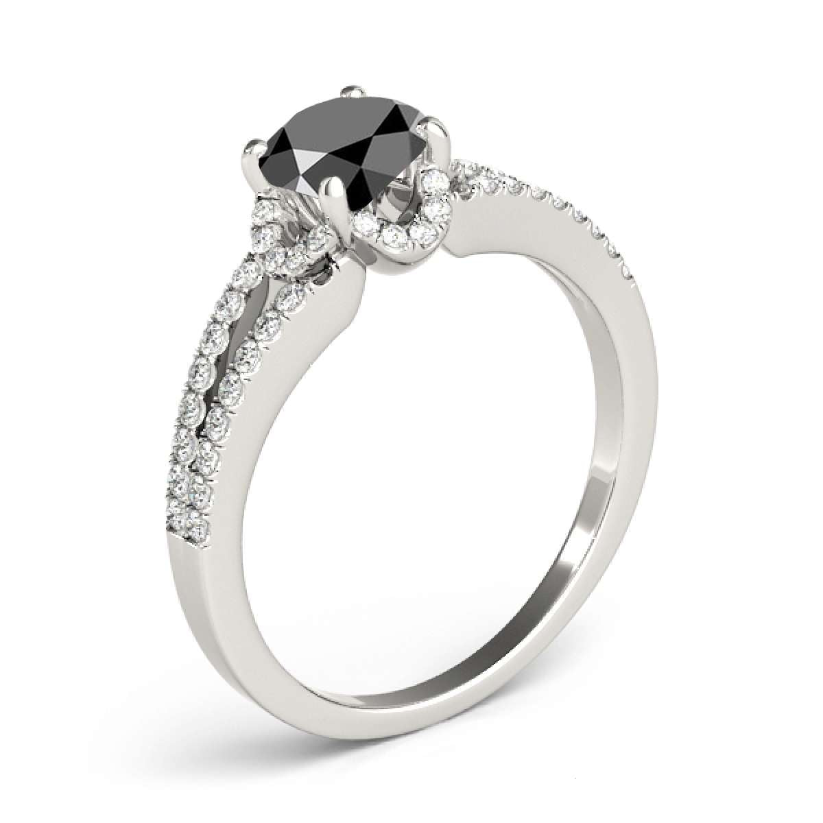 0.75 Carat Halo Black Diamond Engagement Wedding Ring in 14K Rose, White & Yellow Gold Mauli Jewels