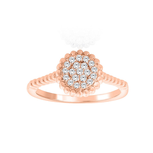 Mauli Jewels Women’s 0.20 Carat Lab Grown Diamond Floral Ring in 10K Rose, White and Yellow Gold Intertwined Flower Design Ring, Engagement Ring - Mauli Jewels