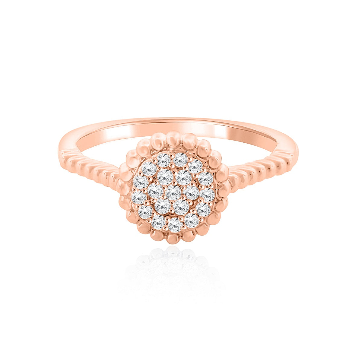 Mauli Jewels Women’s 0.20 Carat Lab Grown Diamond Floral Ring in 10K Rose, White and Yellow Gold Intertwined Flower Design Ring, Engagement Ring - Mauli Jewels