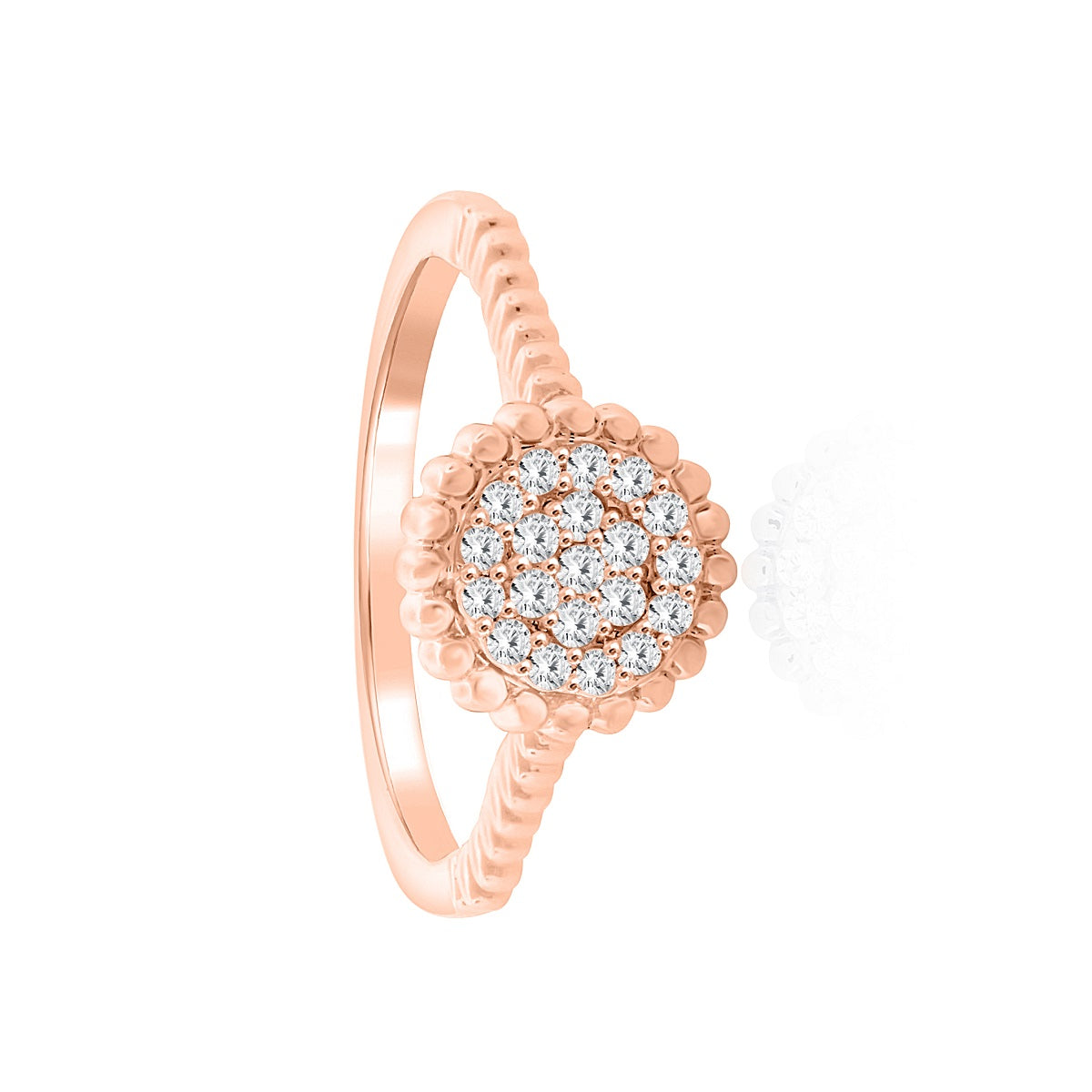 Mauli Jewels Women’s 0.20 Carat Lab Grown Diamond Floral Ring in 10K Rose, White and Yellow Gold Intertwined Flower Design Ring, Engagement Ring - Mauli Jewels