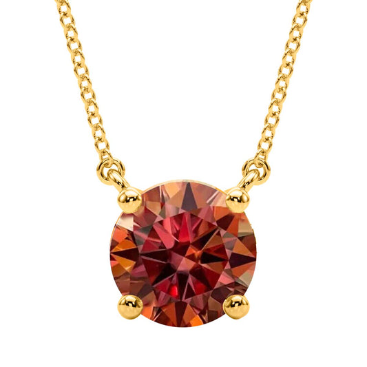 Mauli Jewels 0.75 Ct Watermelon Moissanite Solitaire Pendant Necklace for Women | EF-VS1 Clarity | 14K Gold Over 925 Sterling Silver with Silver Cable Chain – Classic Round Design