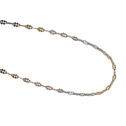 14K Gold Plated Tri-Color Chain Necklace For Women In 925 Sterling Silver