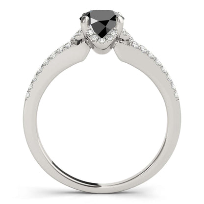 0.75 Carat Halo Black Diamond Engagement Wedding Ring in 14K Rose, White & Yellow Gold Mauli Jewels