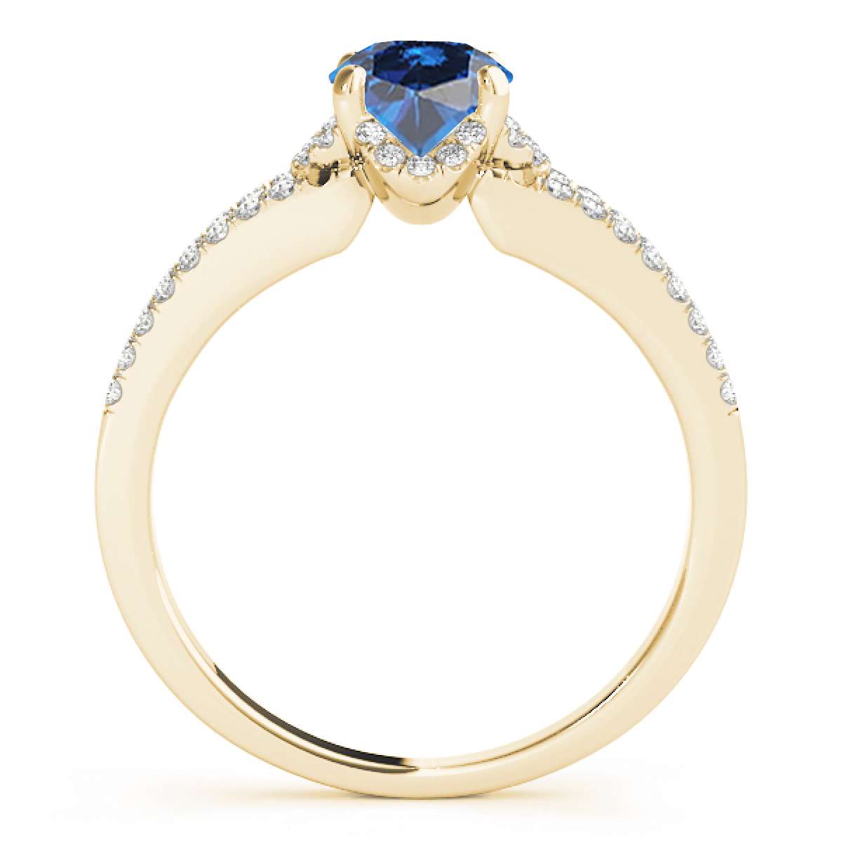 0.75 Carat Glitzy Halo Blue Diamond Engagement Wedding Ring in 14K Rose, White & Yellow Gold Mauli Jewels