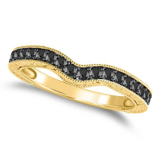 MauliJewels 0.35 Carat Black Diamond Black Rhodium Plated Wedding Band 4 Prong 10K White, Yellow and Rose Gold