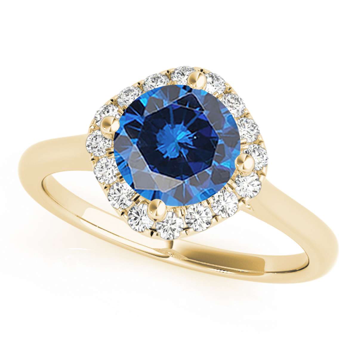 0.75 Carat Halo Blue Diamond Wedding Engagement Rings For Women In 14K Rose White & Yellow Gold