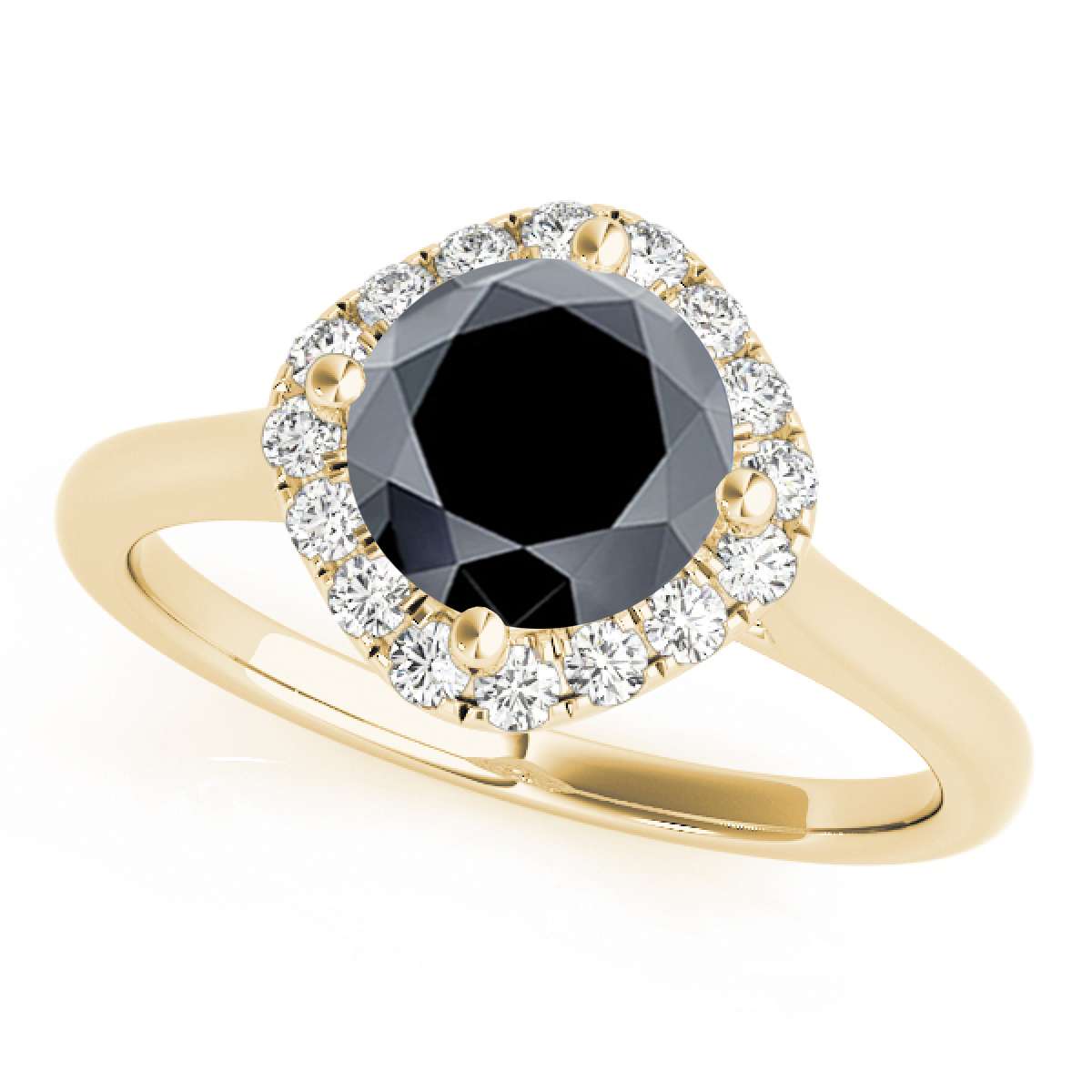 14K Rose White & Yellow Gold 0.75 Carat Halo Black Diamond Engagement Rings For Women's