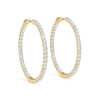 0.65 Carat Brilliant Cut Natural Diamond Hoop Earrings For Women in 14K Rose White & Yellow Gold