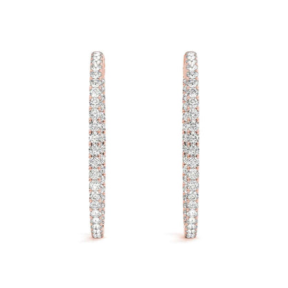 0.65 Carat Brilliant Cut Natural Diamond Hoop Earrings For Women in 14K Rose White & Yellow Gold