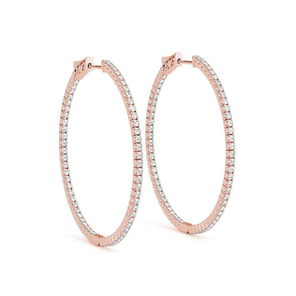 1.50 Carat Gorgeous Diamond Hoop Earrings For Women In Solid 14K Rose White & Yellow Gold Jewelry Collection